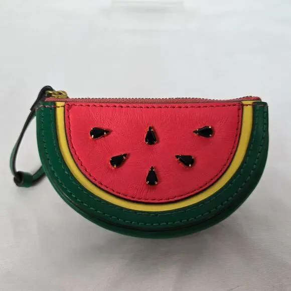 J. Crew Coin Wristlet Pouch Watermelon Red Yellow Green Black 5" x 3" - Picture 11 of 12